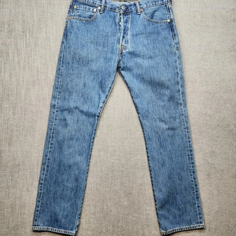 Levi’s 501 Original Fit Men’s Jeans W34 L32 Blue Denim Button Fly Straight
